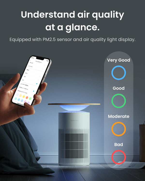 SwitchBot 4 in 1 Air Purifiers Table with Matter, Up to 3620 ft², H13 HEPA Pet Filter, Wireless Charging, Washable Pre-filter, 10 RGB Colors, Supports HomeKit, Alexa, Google Home, Home Assistant, etc