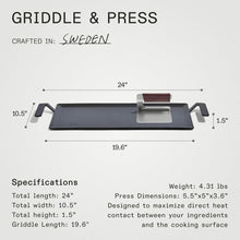 Made In Cookware - Carbon Steel Griddle + Grill Press - (Like Cast Iron, but Better) - Professional Cookware - Crafted in Sweden - Induction Compatible