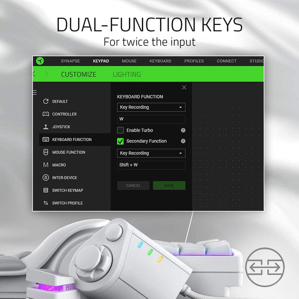 Razer Tartarus Pro Gaming Keypad: Analog-Optical Key Switches - Rapid Trigger - Adjustable Actuation - 32 Programmable Keys - Customizable Macros - Chroma RGB Lighting - Mercury White