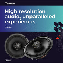 Pioneer TS-Z65F, 2-Way Coaxial Car Audio Speakers, Full Range, Open & Smooth Sound Quality, Easy Installation and Enhanced Bass Response, Black 6.5” Round Speakers