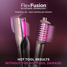 Shark FlexFusion Hair Straightener & Powerful Hair Dryer with Fusion Hair Brush, Ceramic Air Styler with Auto-Wrap Hair Curlers & Concentrator, Ceramic Plates, Cosmic Blush HD641S