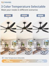 ZMISHIBO 66 inch Large LED Ceiling Fans with Lights and Remote, Indoor/Outdoor Noiseless DC Motor Modern Black Ceiling Fan for Patio Living Room, 3 CCT, 6 Speed Reversible, 6 Blades