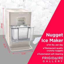 Frigidaire Nugget Ice Maker, Countertop Ice Machine with Transparent Window, Sonic Ice Maker with 44 lbs. Capacity, Auto Self Cleaning Ice Maker Machine, 2.0 Gen, Cream - 16.75D x 11.75W x 20.25H