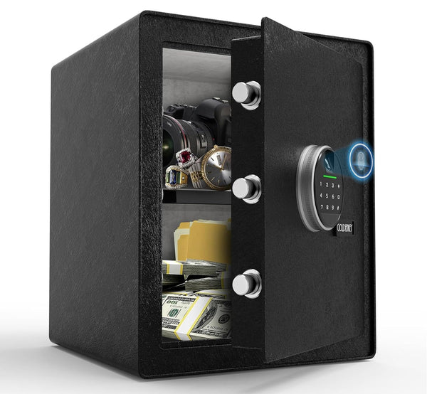 <1.8 Cu.Ft> Biometric Safe with Fingerprint Lock and Code,Strong Steel Digital Safe box with Removable Shelf for Document, Valuables and Guns in Home, Office or Hotel, 13.79"D x 13.79"W x 15.75"H