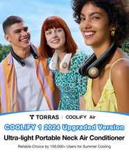 TORRAS COOLiFY Air2024 Upgrade Neck Air Conditioner, Ultra-Light Portable Neck Fan Rechargeable, Personal Cooling Device with 3 Modes Fan/Cooler/Heat, Black