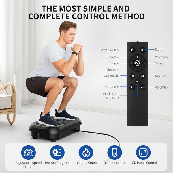 Vibration Plate Exercise Machine - CrazyFeb Vibration Plate for Lymphatic Drainage, Whole Body Vibrating Plate Exercise Machine - Waver Vibration Plate High-Intensity Fitness Equipment for Weight Loss