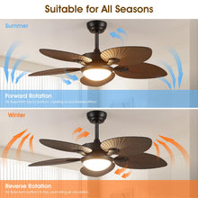 Wiviniya Ceiling Fans with Lights and Remote/APP Control, 44 Inch Tropical Palm Leaf Ceiling Fan with LED Lights, Outdoor Ceiling Fans for Patios Porch, Reversible Quiet Motor, Dimmable, Light Brown