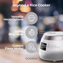 Cuckoo Heating Pressure Cooker & Warmer – 12 built-in programs, Glutinous (white), Mixed, Brown, GABA rice, and more, 10 cups