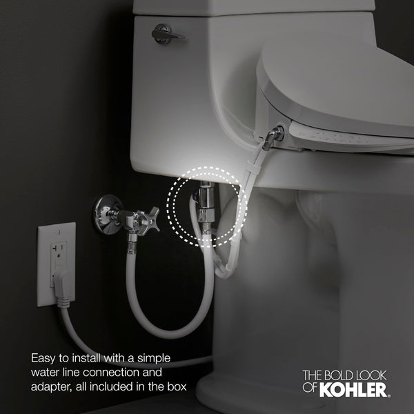 KOHLER 32330-0 Purewash Bidet Toilet Seat, Elongated, White, Hybrid Heater with Side Mounted Control Panel and Quiet Close Lid