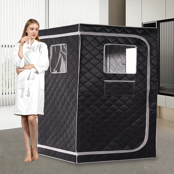 Smartmak Full Size Steam Sauna, One or Two Person Whole Body Large Space Home Spa, 4L 1500W Steamer Included- BlackGrey