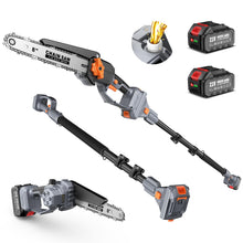 Taskstar 2-in-1 Cordless Pole Saw & 8” Mini Chainsaw, Brushless Motor, Auto Lubrication, Two 4.0 Ah Batteries & Charger, Adjustable Head, 15 Ft Max Reach Electric Pole Saw for Tree Trimming Pruning