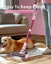 Cordless Vacuum Cleaner, 45Kpa 50 Mins Runtime Self-Standing Stick Vacuum Cleaners for Home, Powerful Suction, Lightweight, LED Touch Screen 8 in 1 Vacuum for Pet Hair, Carpet, Hardwood Floor, Pink