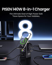 PISEN 8-in-1 Mag-Safe Charger Stand - 140W Charging Station for Multiple Devices Mag-Safe Stand Magnetic Qi2 Wireless Charger for iPhone 16/15/14/13/12 Series, Magnetic Charger for Apple Watch