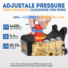 TOOLCY Pressure Washer Pump 3600-4400 PSI Max 4.4 GPM, 1 inch Shaft Horizontal Triplex Plunger Power Washer Pump Replacement, Direct Drive Pressure Pump with Unloader, 5 Nozzle Tips, M22-14mm Adapter