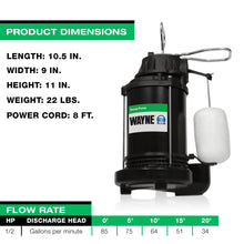 WAYNE CDU800 1/2 HP Submersible Cast Iron and Steel Sump Pump With Integrated Vertical Float Switch