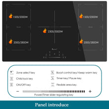 36 Inch Induction Cooktop 5 Boost Burners, Built-in Electric Stove Top Cooker with Double Flexi Zone, 9 Power Levels, Keep Warm Function, Timer, Child Safety Lock, 220-240V, 9000W