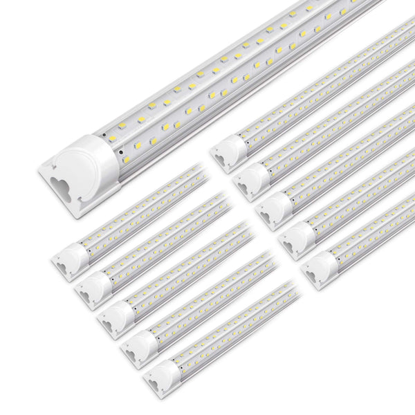 VShape 10 Pack 8FT LED Shop Light, 100W 13000LM 6000K, Super Bright, T8 LED Garage Light, No RF & FM Interference Linkable Shop Light, 8 Foot LED Shop Lights Hardwired Installation