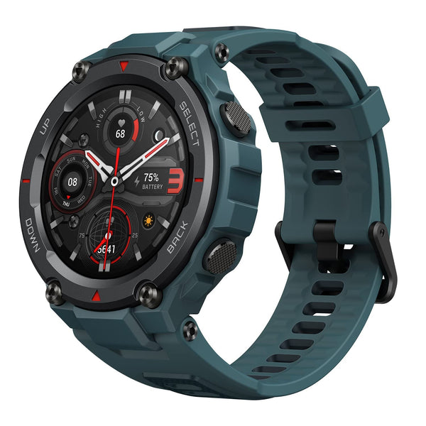 Amazfit T-Rex Pro Smart Watch 48mm, Rugged Military Certified, GPS, 18-Day Battery, Heart Rate Monitoring & VO2 Max, Sleep & Health Monitoring, 10 ATM Water-Resistant, with AI Fitness App (Blue)