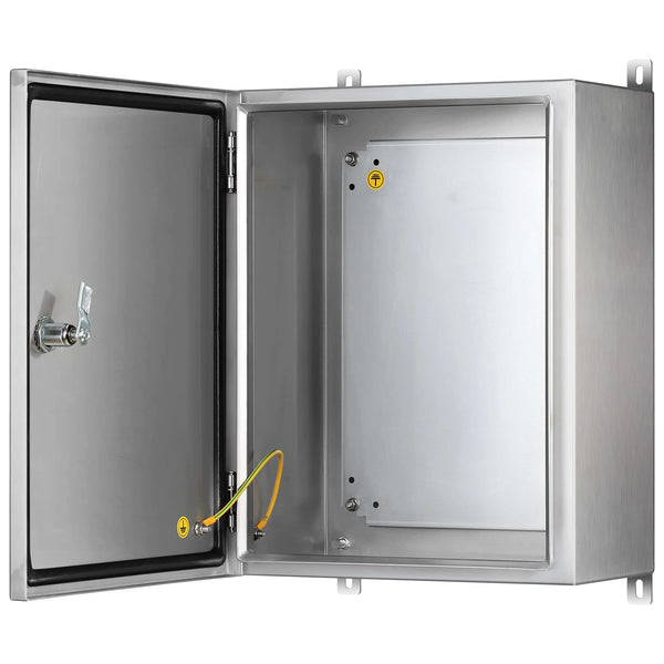 KWONONG Stainless Steel Enclosure, IP65 Waterproof Electrical Box for Indoor and Outdoor Projects, Includes Mounting Plate and Wall Bracket 450×350×200mm (18"×14"×8")