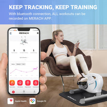 Under Desk Bike Pedal Exerciser, Quiet Magnetic Mini Exercise Bike with MERACH App for Arm, Leg Recovery, Physical Therapy, Smooth Foot Desk Cycle with 2 Resistance Bands & Non-Slip Mat