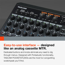 TASCAM DP-008EX 8-Track Digital Pocketstudio Multitrack Recorder, Built-in Mics, Songwriting, Battery Operated