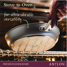 Anolon Accolade Forged Hard Anodized Nonstick Wok / Stir Fry Pan with Lid, 13.5 Inch - Moonstone Gray