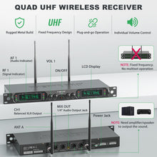 Phenyx Pro Wireless Microphone System, 4-Channel UHF Wireless Mic Set with Handheld/Bodypack/Headset/Lapel Mics, Fixed Frequency Metal Cordless Microphone for Church,Singing,DJ(PTU-5000-2H2B)