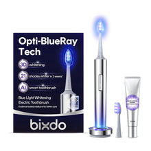 bixdo Electric Toothbrush - Professional Blue Light Whitening + Clean 2 IN 1 with Smart AI, LED Teeth Whitening Kit Sonic Toothbrush with PAP Toothpaste for Sensitive Teeth, 180 Days Long Battery Life