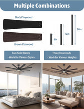 Autoday 72 Inch Large Ceiling Fans with Lights and Remote - Wood/Matte Black Ceiling Fan, Quiet DC Motor, 3 CCT, Modern Dimmable LED Lighting & Large Ceiling Fans for Living Room Patio, Indoor/Outdoor