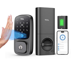 TCL D1 Pro Palm Vein Smart Lock, Keyless Entry Door Lock, Upgraded Rechargeable Battery, Front Door Smart deadboalt, App Remote Control, Auto-Lock, Waterproof, Works with Alexa