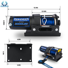 REINDEER New 12V Winch 3000 lb Load Capacity Electric Winch Kit Synthetic Rope with Hawse Fairlead Waterproof IP67 with Wireless Remotes for 4X4 Side by Side 4 Wheeler ATV UTV Rescue Recovery