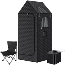 KJLQDZSW Portable Full Body Sauna Box, 1000W Personal Steam Sauna Tent Steam Room with 3L Steam Machine, 110V, 9 Temperature Levels, Black