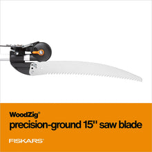 Fiskars 2-in-1 Extendable Tree Pruner and Pole Saw (Extends 7.9 - 12 feet) with Rotating Head, Pruning Stik Model with15-Inch Double-Grind Saw Blade, and Double Locking System