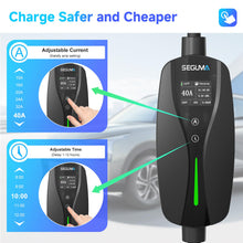 SEGUMA Level 2 EV Charger, 40Amp Electric Car Charger Portable EV Charger 25FT Cable with NEMA 14-50 Plug, Adjustable Current, Timing Delay Electric Vehicle Charger for J1772 BEVs/PHEVs 240V 9.6kW