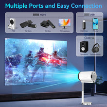 Smart Mini Projector with Android 11.0,2025 Upgraded Portable Projector 1080P 4K Full HD with WiFi 6 and BT5.2,90°Retractable Stand, Auto Keystone Home Projector for Phone/TV Stick/Laptop