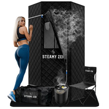 Steamy Zen Sauna - Portable Large Home Steam Sauna with 3L High Capacity Steamer, 1100W, Remote & Aromatherapy - Includes Absorbent Mat & Chair for Yoga & Weight Loss - Sauna Spa Experience