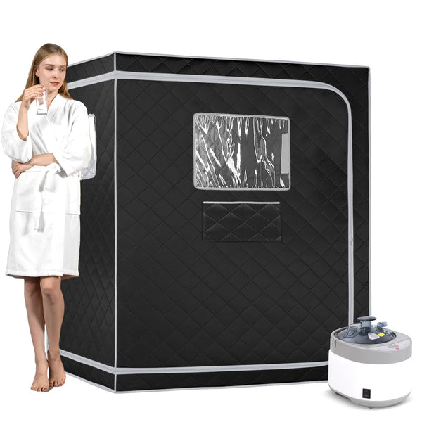 Smartmak Full Size Steam Sauna, One or Two Person Whole Body Large Space Home Spa, 4L 1500W Steamer Included- BlackGrey