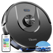 Tikom Robot Vacuum and Mop, L8000 Laser LiDAR Navigation Robotic Vacuum, 3000Pa Suction, 150Mins Max, 45dB, 14 No-Go Zones, 20 Virtual Walls, Self-Charging, Good for Pet Hair, Carpet, Hard Floor