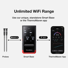 ThermoMaven Wireless Smart Bluetooth Meat Thermometer: Standalone Base, WiFi Unlimited Range, 6 Sensors with NIST Certified Accuracy, 2 Probes for BBQ, Grill, Oven, Smoker, Rotisserie (Red)