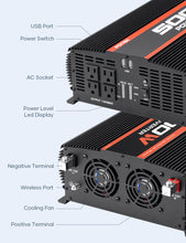 POTEK 5000W Power Inverter 4 AC Outlets 12V DC to 110V AC Car Inverter with 2 USB Ports Black