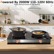 2 Burner Electric Cooktop 24 Inch Electric Stove, Nefaracy 2000W Portable Electric Stove with Handle, 9 Power Settings, Senor Touch & Knob Control, Safety Lock, Timer, 110-120V Plug in