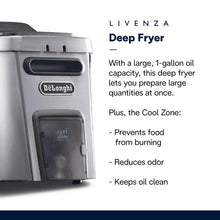 DeLonghi Livenza Deep Fryer, Silver - 1-Gallon Oil Capacity - EasyClean System - Adjustable Thermostat - Cool Touch Handles - Dishwasher Safe