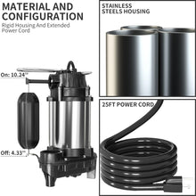 Lanchez 1/2 HP Submersible Cast Iron and Stainless Steel Sump Pump with Integrated Vertical Float Switch, 5200 GPH, Heavy Duty Basement Sewage Pump, 1-1/2