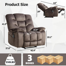 Phoenix Home Oversized Power Recliner Chair for Adults, Electric Recliner Chair with Massage and Heat, Single Sofa with USB Port for Living Room/Bedroom/Office, Chestnut Brown