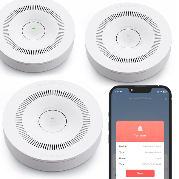 TREATLIFE 2 in 1 WiFi Smart Smoke Detector Carbon Monoxide Detector Combo, Battery Backup, Smoke & CO Fire Alarm, App Notification, Wireless Interconnect (3 Pack)