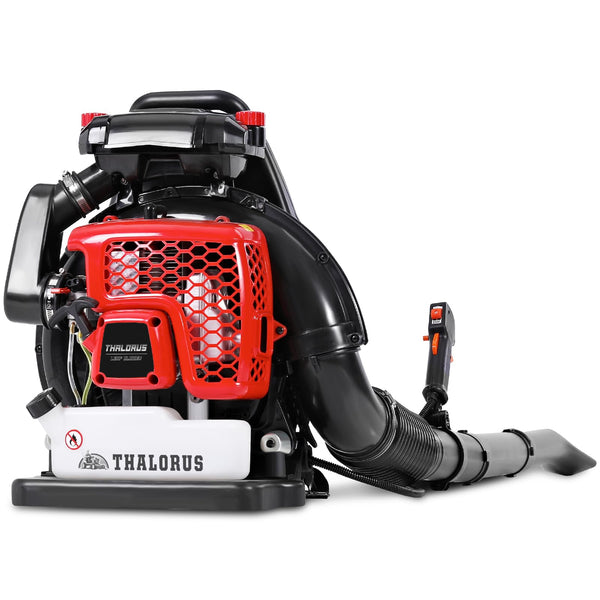 Thalorus 63CC Gas Backpack Leaf Blower, 2-Stroke, 665 CFM, 205 MPH, Variable Speed & Cruise Control, Ergonomic Harness, Reduced Emissions, for Fast Yard Cleanup (TR690 Pro)