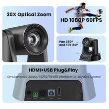 TONGVEO Conference Room PTZ Camera System with 20X Optical Zoom | 1080P 60fps HDMI USB Webcam for Church Streaming Online Video Conference| Compatible with Zoom, Skype, OBS | Easy Setup