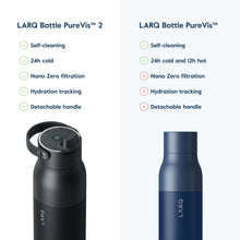 LARQ Bottle PureVis 2 34 oz - UV Water Purifier with Self-Cleaning, App Hydration Tracking, Filter Straw, Detachable Handle, Double-Wall Insulated, Obsidian Black