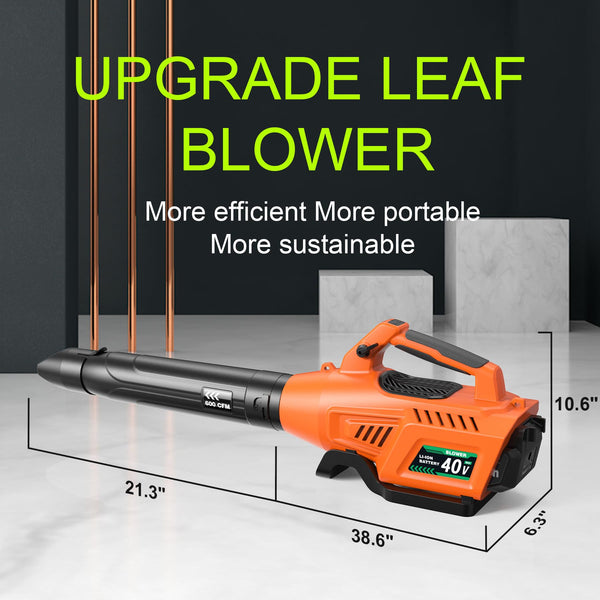 Aoypalp Leaf Blower Cordless 40V with 5.0Ah Battery and Charger, Up to 600CFM &180MPH Variable-Speed with Shoulder Strap for Blowing Leaves, Patio Cleaning, Lawn Care and Dust, Orange