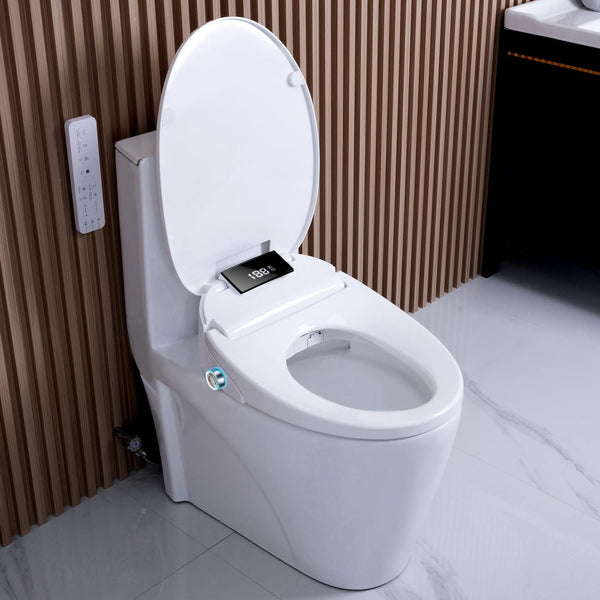 WLJBIDET Upgrade Smart Bidet Toilet Seat Elongated, Electronic Heated Bidet with Adjustable Warm Air Dryer, Unlimited Warm Water, Night Light, Slow Close Seat & Lid, Remote Control